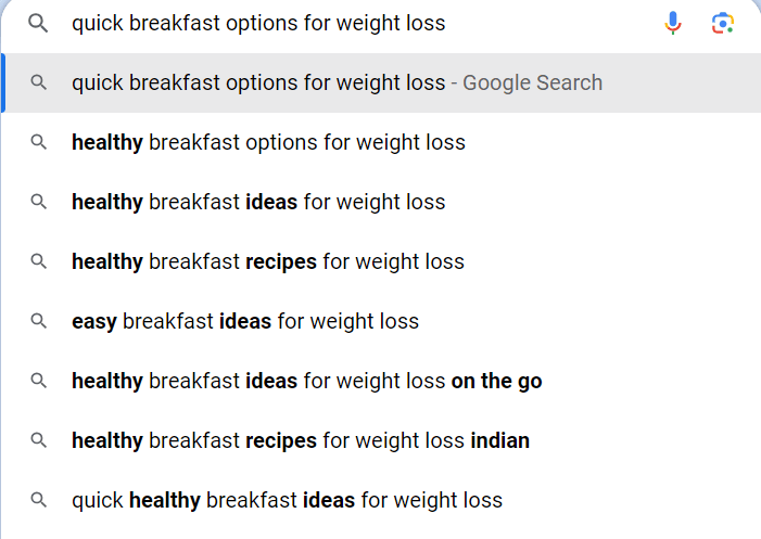 Search Query For Breakfast Options